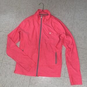 CHAMPION DOUBLE DRY PINK CORAL ZIP UP SWEATER W ZIP UP POCKETS
